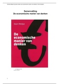 Summary De economische manier van denken, Geert Woltjer, ISBN: 9789046905852  Economie