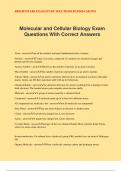 Molecular and Cellular Biology Exam Questions With Correct Answers