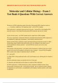 Molecular and Cellular Biology - Exam 1 Test Bank 6 Questions With Correct Answers