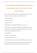 Lesson 03 Planning and Application of the Nursing  Process Questions and Correct Answers Assured  100&percnt; Plus Pass 