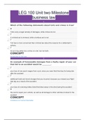 LEG 100 Unit two Milestone business law &sol; LEG100 unit 2 milestone> complete latest solutions &lpar;all correct&rpar; Fall 2020&sol;2021