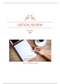 Critical Review - Volledig uitgewerkte eindversie - Minor Responsible Travel - beoordeeld met 7,3