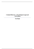 PSY C39 Criminal Behavior: A Psychological Approach   11th Edition Test Bank