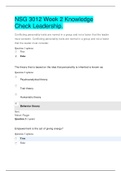 NSG 3012 Week 2 Knowledge Check Leadership &vert; LATEST VERSION 