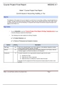 ACCT 525 Current Issues In Accounting - ACCT 525 Week 7 Course Project: Final Report