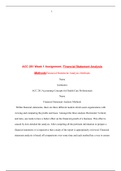 ACC 281 Week 1 Assignment&comma; Financial Statement Analysis Methods