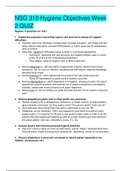 NSG 310 Hygiene Objectives Week 2 QUIZ | VERIFIED GUIDE