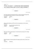PHSC 210 QUIZ 1 – QUESTION AND ANSWERS ALL QUESTIONS ARE LATEST AND CORRECT 