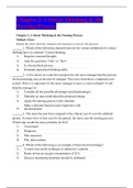 Chapter 2. Critical Thinking & the Nursing Process questions with correct answers