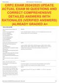 CRPC EXAM 2024&sol;2025 UPDATE ACTUAL EXAM 90 QUESTIONS AND CORRECT COMPREHENSIVE DETAILED ANSWERS WITH RATIONALES &lpar;VERIFIED ANSWERS&rpar; &vert;ALREADY GRADED A&plus;