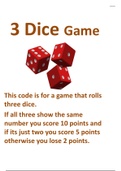 Python Coding for a Three Dice Game with Flowchart and Code