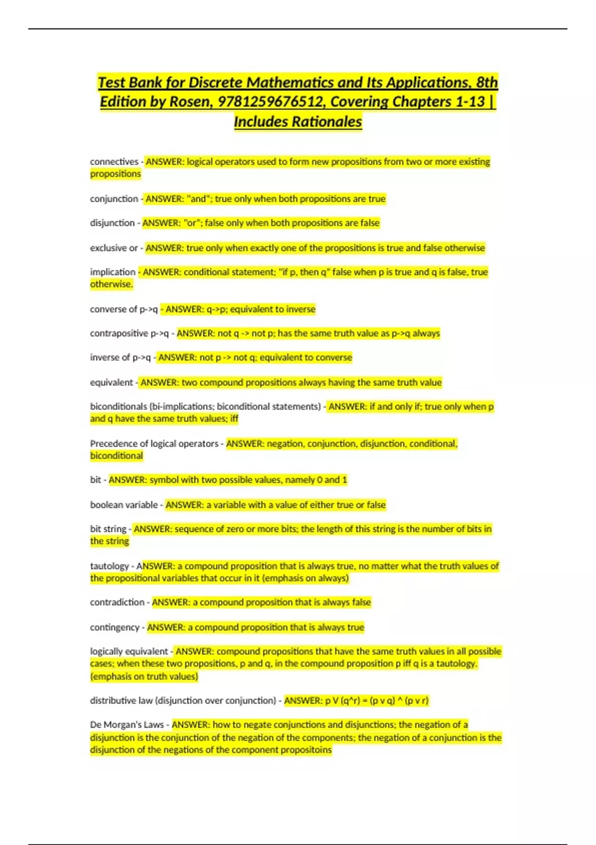 Discrete Mathematics and Its Applications, 8th Edition by Rosen ...