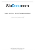 Pediatric Meningitis&colon; Nursing Care and Management ATI Nursing Care of Children&semi; System Disorder Template for Meningitis