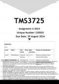 TMS3725 Assignment 4 &lpar;ANSWERS&rpar; 2024 - DISTINCTION GUARANTEED