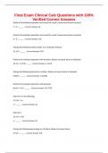 Final Exam Clinical Calc Questions with 100&percnt; Verified Correct Answers