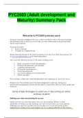 PYC2603 (Adult development and Maturity) Summary Pack - LATEST 2020/2021
