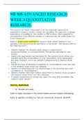NR 505 ADVANCED RESEARCH WEEK 3 QUANTITATIVE RESEARCH | VERIFIED SOLUTION 