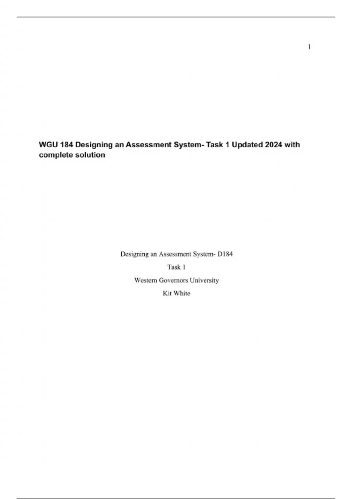 WGU 184 Designing an Assessment System- Task 1 Updated 2024 with