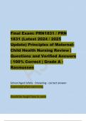 Final Exam&colon; PRN1831 &sol; PRN 1831 &lpar;Latest 2024 &sol; 2025 Update&rpar; Principles of Maternal- Child Health Nursing Review &vert; Questions and Verified Answers &vert; 100&percnt; Correct &vert; Grade A -