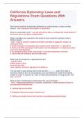 California Optometry Laws and Regulations Exam Questions With Answers&period; 