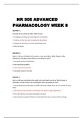 NR 508 / NR508  ADVANCED PHARMACOLOGY WEEK 8 FINAL EXAM. QUESTIONS AND VERIFIED ANSWERS 