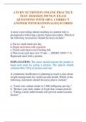ATI RN NUTRITION ONLINE PRACTICE TEST 2024&sol;2025&vert; 290 NGN EXAM QUESTIONS WITH 100&percnt; CORRECT ANSWER WITH RATIONALES&vert; SCORED A&plus;