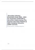 Securities Industry Essentials Exam 2023 - 2024 For Dummies CHAPTER 5 - Securities Underwriting &lpar;The Process and Team Players&rpar; &vert;&vert; With Complete Solutions &lpar;100&percnt; Correct&rpar;