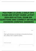 PGA PGM 3&period;0 LEVEL 2 GOLF OPS EXAM AND STUDY GUIDE LATEST 2024-2025 ACTUAL EXAM 500 QUESTIONS AND CORRECT DETAILED ANSWERS &lpar;VERIFIED ANSWERS