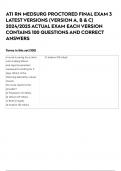 ATI RN MEDSURG PROCTORED FINAL EXAM 3 LATEST VERSIONS &lpar;VERSION A&comma; B & C&rpar; 20232024 ACTUAL EXAM EACH VERSION CONTAINS 100 QUESTIONS AND CORRECT
