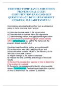 CERTIFIED COMPLIANCE AND ETHICS PROFESSIONAL &lpar;CCEP&rpar; CERTIFICATION EXAM 2024-2025 QUESTIONS AND DETAILED CORRECT ANSWERS &vert; ALREADY PASSED A&plus;