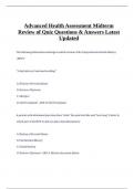 MN552 Final Advanced Health Assessment Midterm Review Questions With Complete Solutions