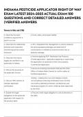 INDIANA PESTICIDE APPLICATOR RIGHT OF WAY EXAM LATEST 2024-2025 ACTUAL EXAM 100 QUESTIONS AND CORRECT DETAILED ANSWERS &lpar;VERIFIED ANSWERS