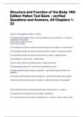 Structure and Function of the Body 16th Edition Patton Test Bank &ndash; verified Questions and Answers&comma; All Chapters 1-22