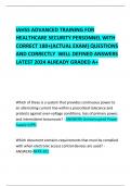 IAHSS ADVANCED TRAINING FOR HEALTHCARE SECURITY PERSONNEL WITH CORRECT 180&plus;&lpar;ACTUAL EXAM&rpar; QUESTIONS AND CORRECTLY  WELL DEFINED ANSWERS LATEST 2024 ALREADY GRADED A&plus;     