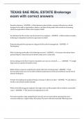 TEXAS SAE REAL ESTATE Brokerage exam with correct answers