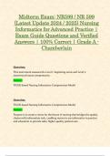Midterm Exam&colon; NR599 &sol; NR 599 &lpar;Latest Update 2024 &sol; 2025&rpar; Nursing Informatics for Advanced Practice &vert; Exam Guide Questions and Verified Answers &vert; 100&percnt; Correct &vert; Grade A - Chamberlain