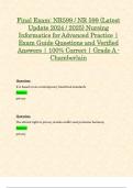 Final Exam&colon; NR599 &sol; NR 599 &lpar;Latest Update 2024 &sol; 2025&rpar; Nursing Informatics for Advanced Practice &vert; Exam Guide Questions and Verified Answers &vert; 100&percnt; Correct &vert; Grade A - Chamberlain