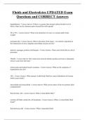 Fluids and Electrolytes UPDATED Exam  Questions and CORRECT Answers