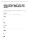BIOD 121 Module 2 Exam &lpar;2 Versions&comma; Latest-2024&sol;2025&rpar; &sol; BIOD121 Module 2 Exam &sol; BIOD 121 Nutrition Exam 2&colon; Essentials in Nutrition GRADE A&plus;