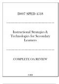 WGU DOO7 - SPED 4518 Instructional Strategies & Technologies for Secondary Learners - Complete OA Review 2024&period;pdf