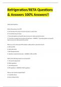 Refrigeration&sol;RETA Questions & Answers 100&percnt; Answers&excl;&excl;