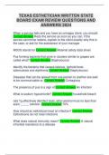 TEXAS ESTHETICIAN WRITTEN STATE BOARD EXAM REVIEW QUESTIONS AND ANSWERS 2024