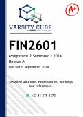 FIN2601 Assignment 2 &lpar;DETAILED ANSWERS&rpar; Semester 2 2024 - DISTINCTION GUARANTEED