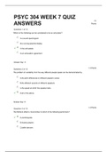 PSYC 304 Week 7 Quiz Answers | VVERIFIED GUIDE 