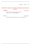 NURS-6551N   Primary Care of Women.2020 Summer Final Exam week 11(Graded A+) LATEST UPDATE