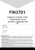 FIN3701 Assignment 2 &lpar;ANSWERS&rpar; Semester 2 2024 - DISTINCTION GUARANTEED