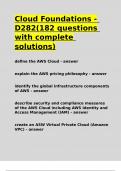 Cloud Foundations - D282&lpar;182 questions with complete solutions&rpar;