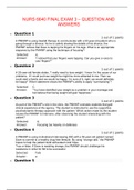 NURS 6640 FINAL EXAM 3 – QUESTION AND ANSWERS(Graded A+) LATEST UPDATE