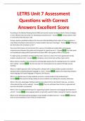 LETRS Unit 7 Assessment Questions with Correct Answers Excellent Score