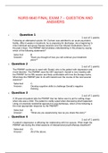 NURS 6640 FINAL EXAM 7 – QUESTION AND ANSWERS(Graded A+) LATEST UPDATE